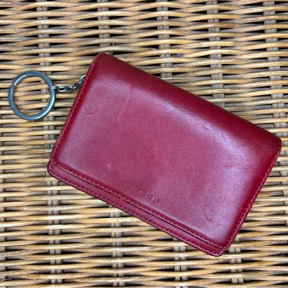 Coach Handbags - Coach Mini Red Leather Wallet with Keychain
